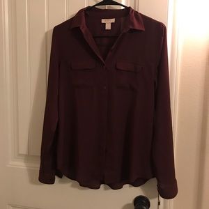 Burgundy button up shirt